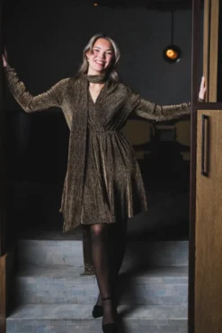 Stardust Frill Dress Black & Gold