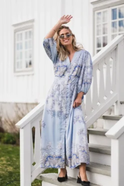 Stellar Artist Paisley Dress Light Blue