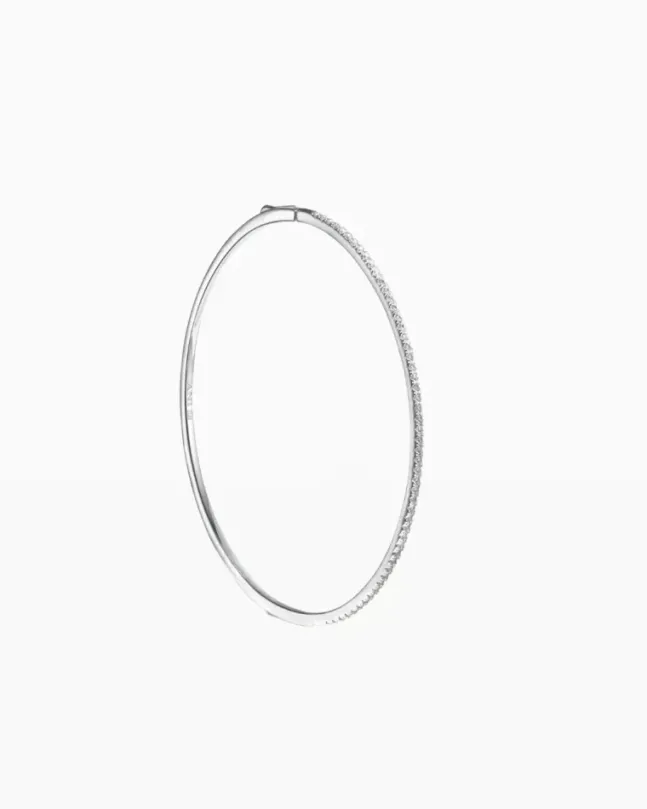 Stone Cuff Bracelet Silver