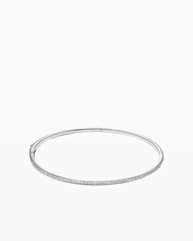 Stone Cuff Bracelet Silver