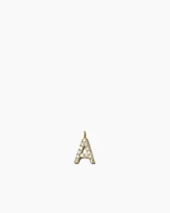 Stone Letter Charm Gold