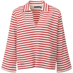 Striped Split Placket Mariner Tee Red/Deckwash