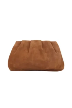 Suede Clutch Bag Cognac Brown