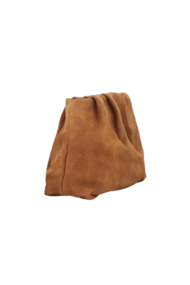Suede Clutch Bag Cognac Brown