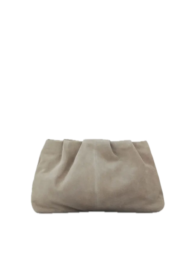 Suede Clutch Bag Porpoise Gray