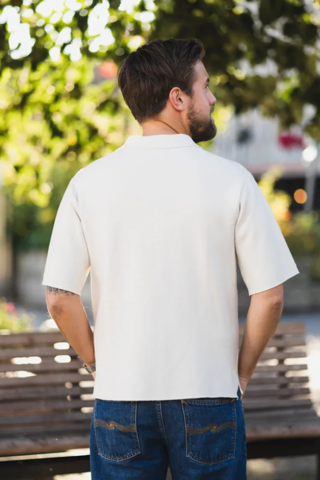 Summer Knit Zip Through Ecru