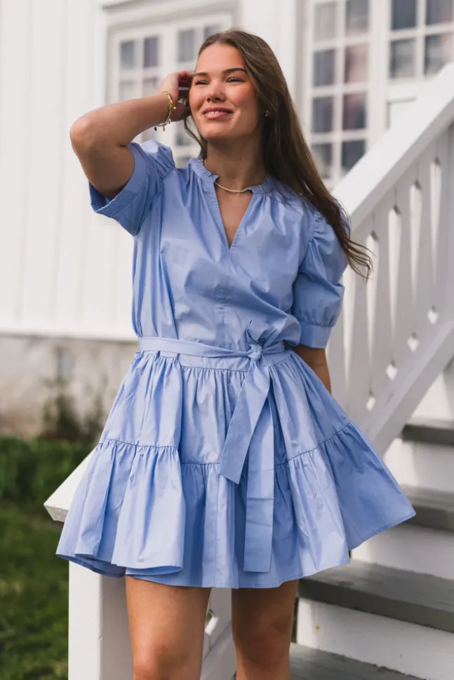 Tabbie Poplin Dress Light Blue