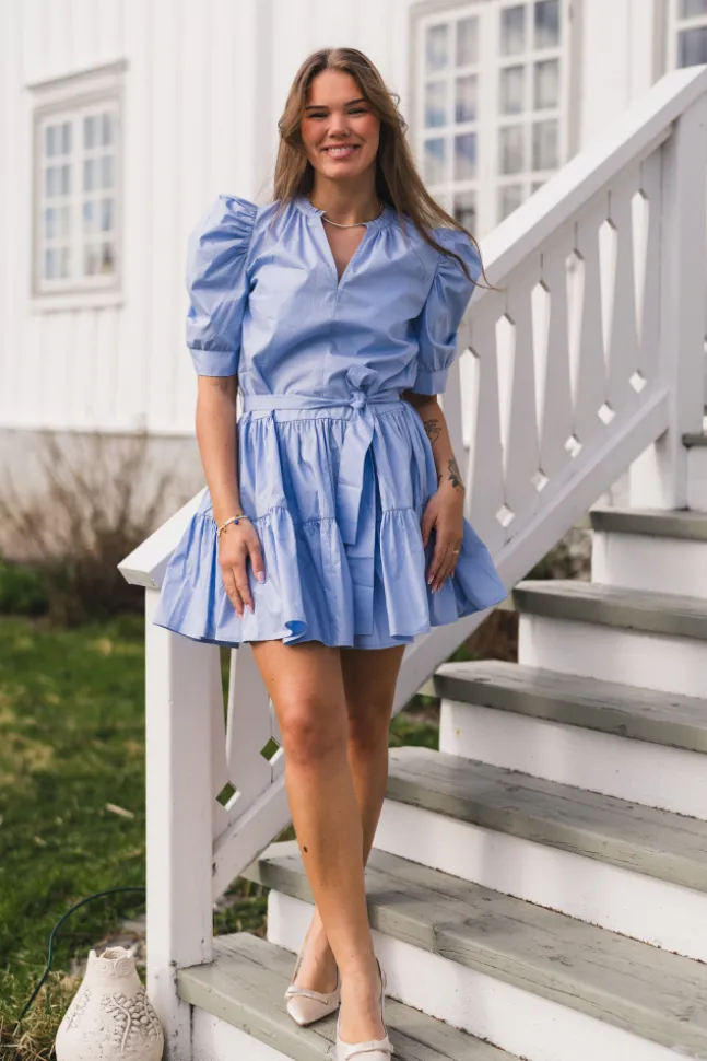 Tabbie Poplin Dress Light Blue