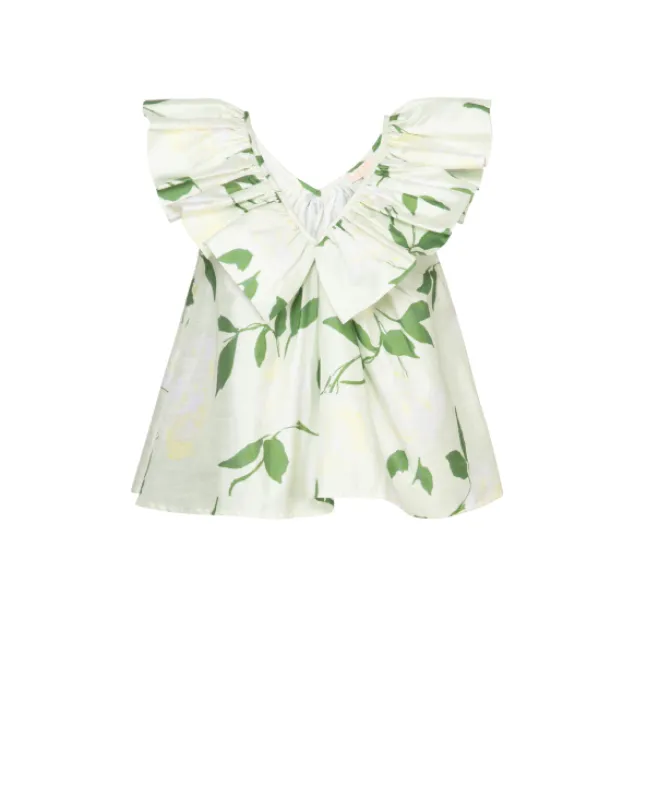 Taffeta Flounce Top Soft Pastel