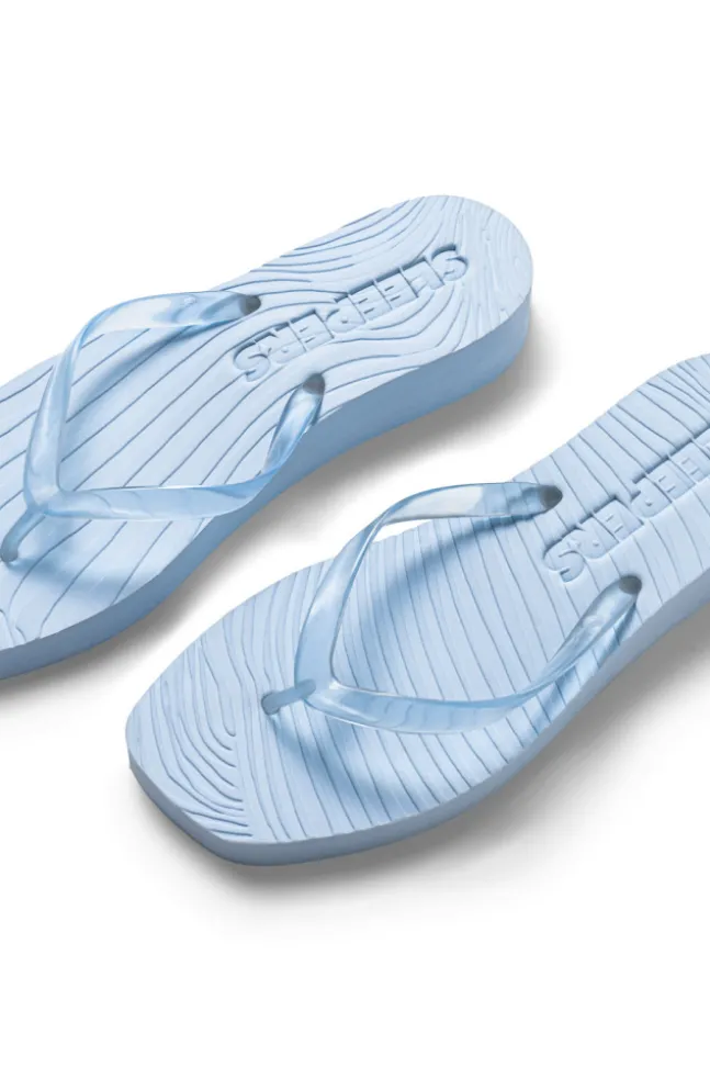 Tapered Platform Flip Flops Trans Blue