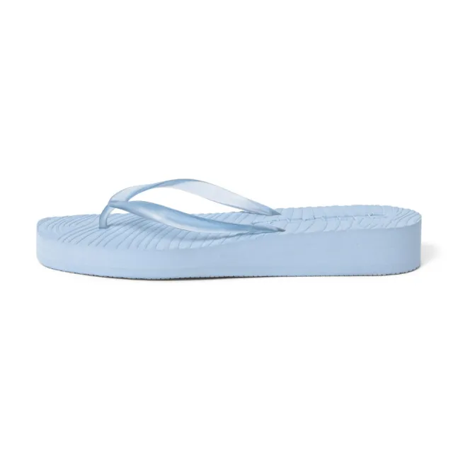 Tapered Platform Flip Flops Trans Blue