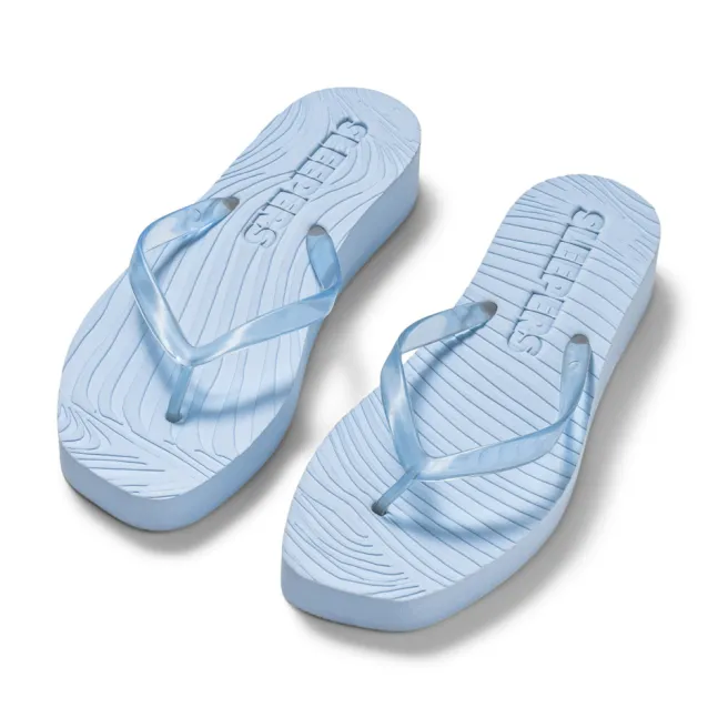 Tapered Platform Flip Flops Trans Blue