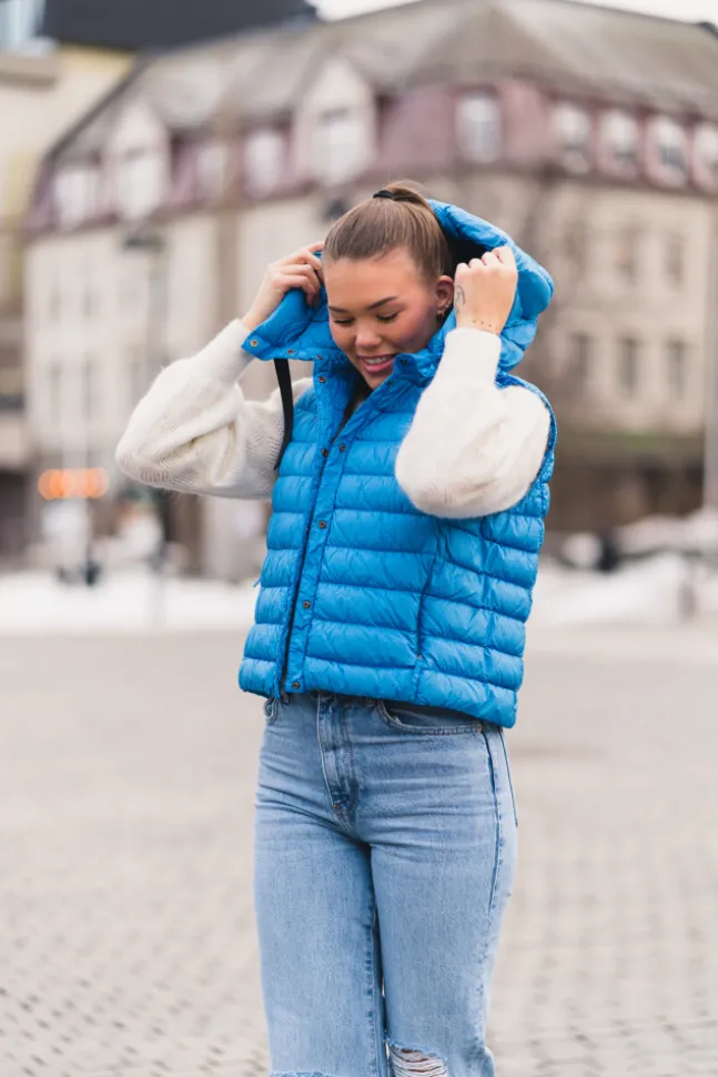Taryn Hooded Down Vest Crayon Blue