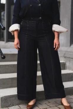 Terry Barrel Pant Navy Denim