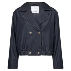 Terry Double Breasted Blazer Navy Denim