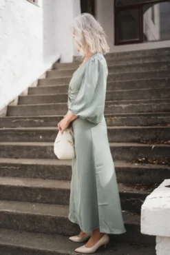 Thea LS Long Dress Green Milieu