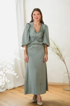 Thea LS Long Dress Green Milieu