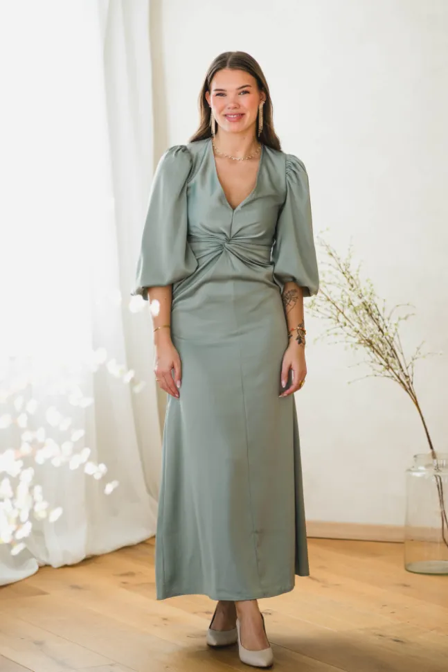 Thea LS Long Dress Green Milieu