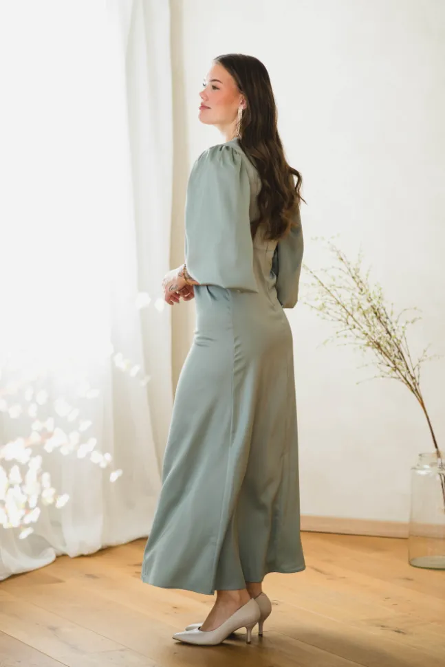 Thea LS Long Dress Green Milieu
