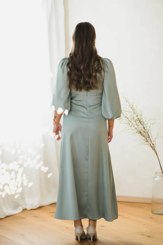 Thea LS Long Dress Green Milieu