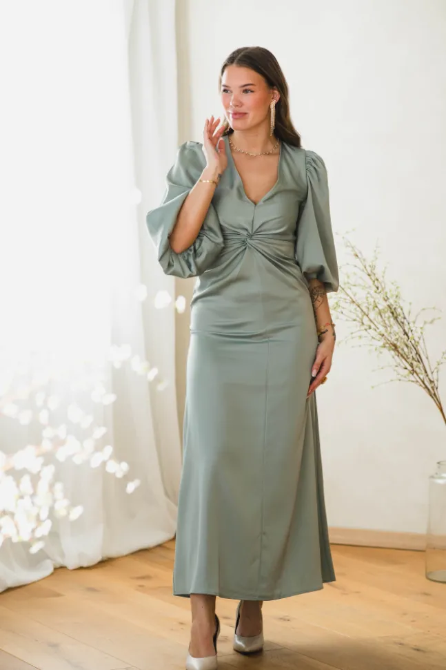 Thea LS Long Dress Green Milieu