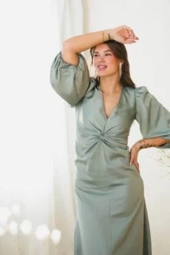 Thea LS Long Dress Green Milieu