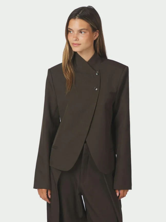 Tiria Structure Blazer Dark Brown