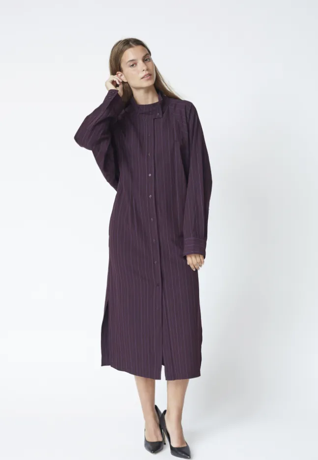 Trinny Stripe Batwing Dress Plum