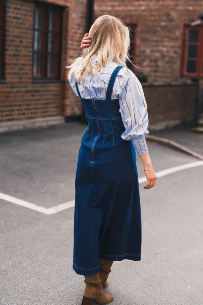 Tyler Denim Long Dress Denim Blue