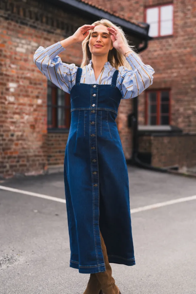 Tyler Denim Long Dress Denim Blue