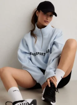 Varsity Sweat Half Zip Aura
