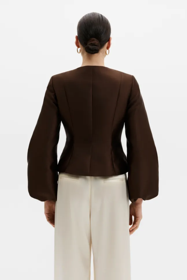 Vendela Balloon Sleeve Blouse Dark Brown