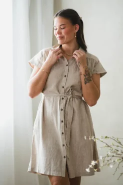 Viana Ginia SS Shirt Dress Sand Melange