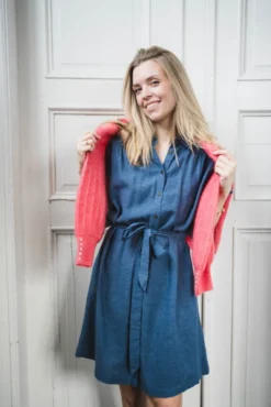Viana Ginia SS Shirt Dress V Indigo Melange