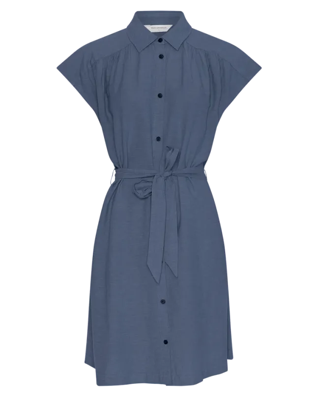 Viana Ginia SS Shirt Dress V Indigo Melange