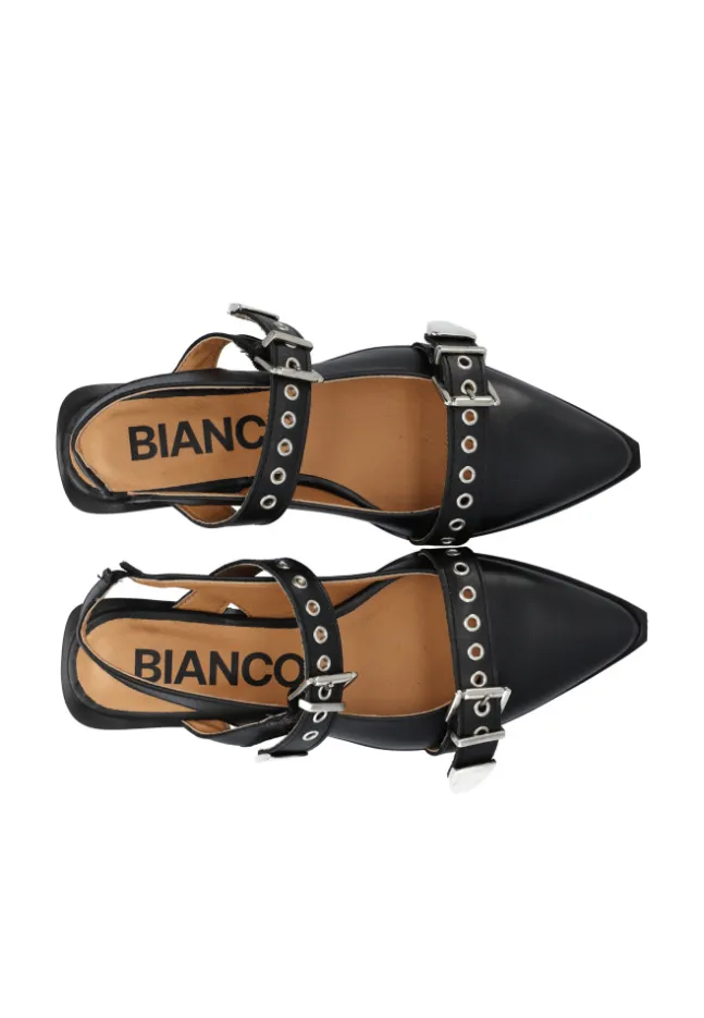 Victoria Slingback Buckle Smooth Leather Black