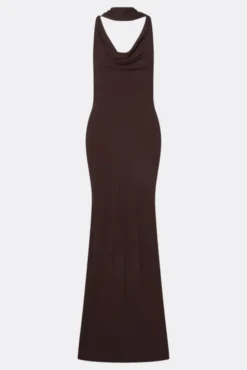 Vida Cowl Neck Scarf Maxi Dress Espresso