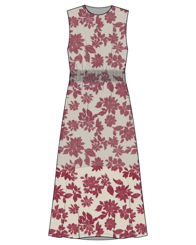 Vildana SL Dress Rhubarb Flower