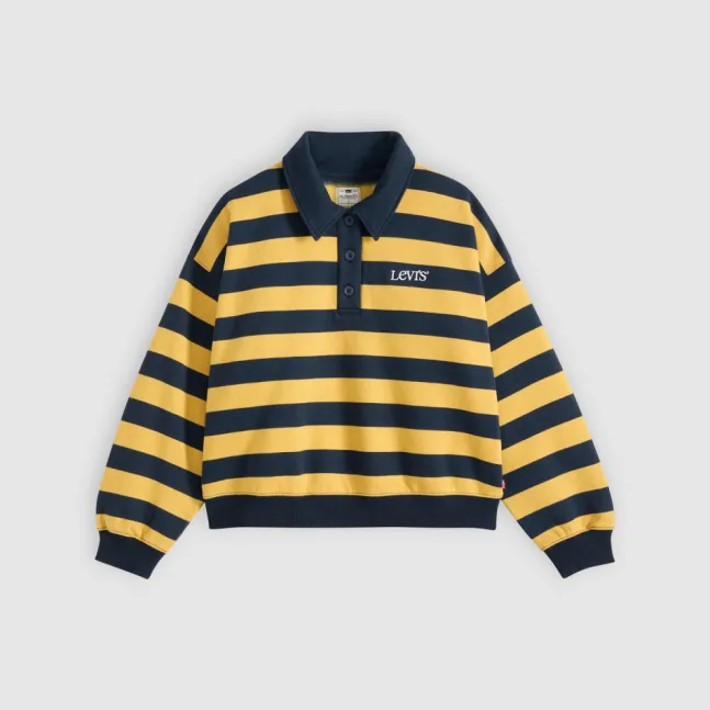 Vintage Rugby Fleece Stripe Arch Logo Spicy Mustard
