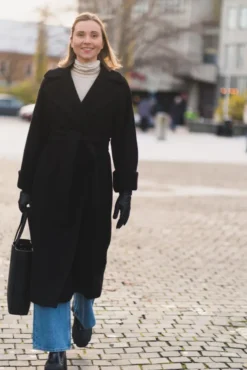 Wool Coat Long Black