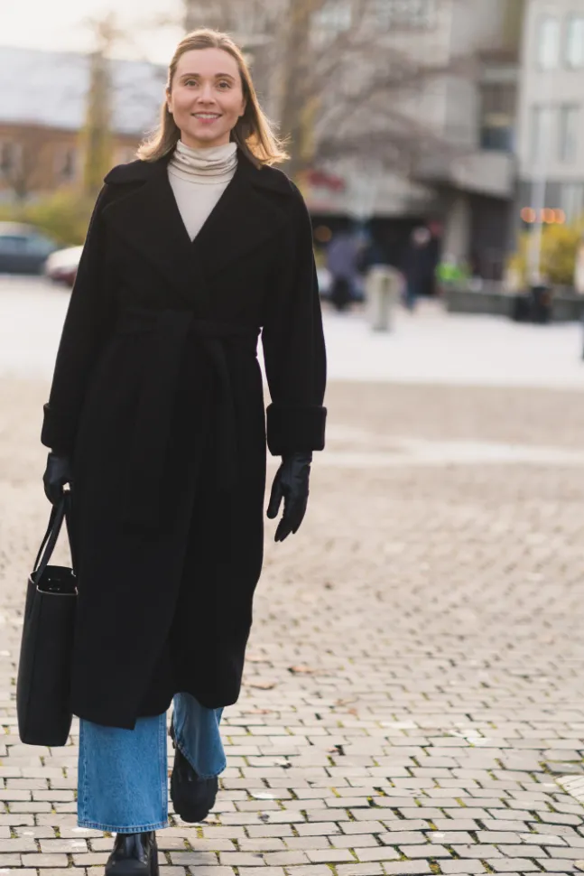 Wool Coat Long Black