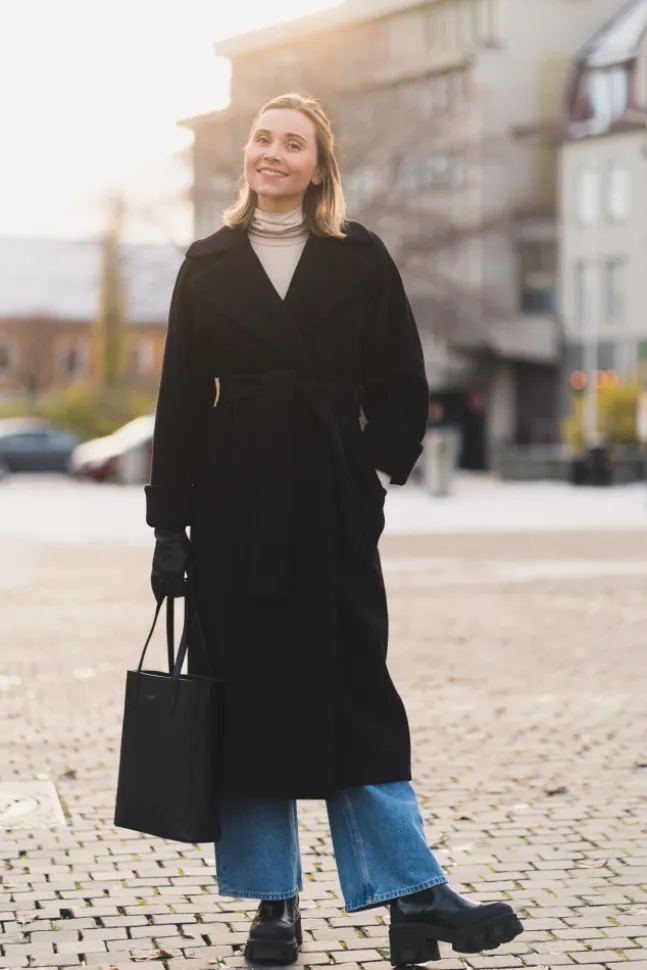 Wool Coat Long Black