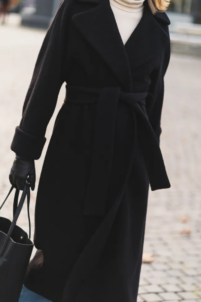Wool Coat Long Black