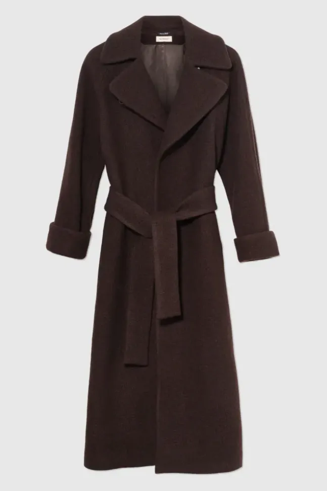 Wool Coat Long Dark Brown