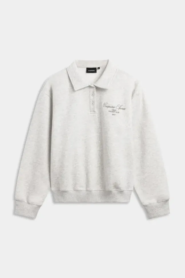 W. Racquet Club Rugby Shirt Grey Melange W. Dark Olive