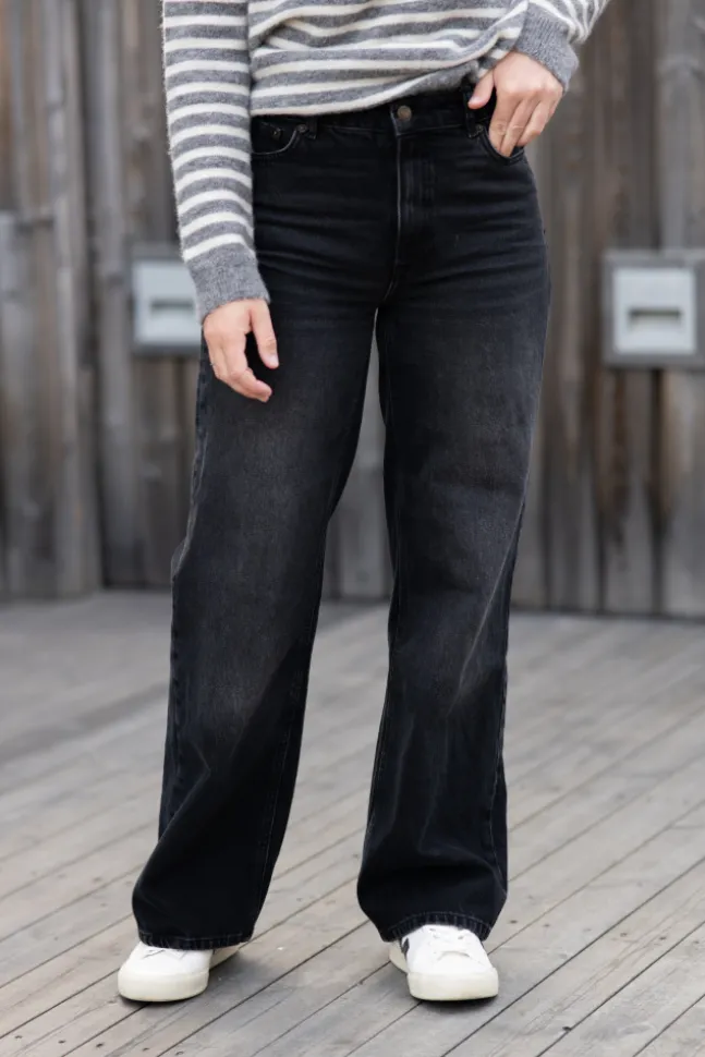 W Wide Jeans Black Washed
