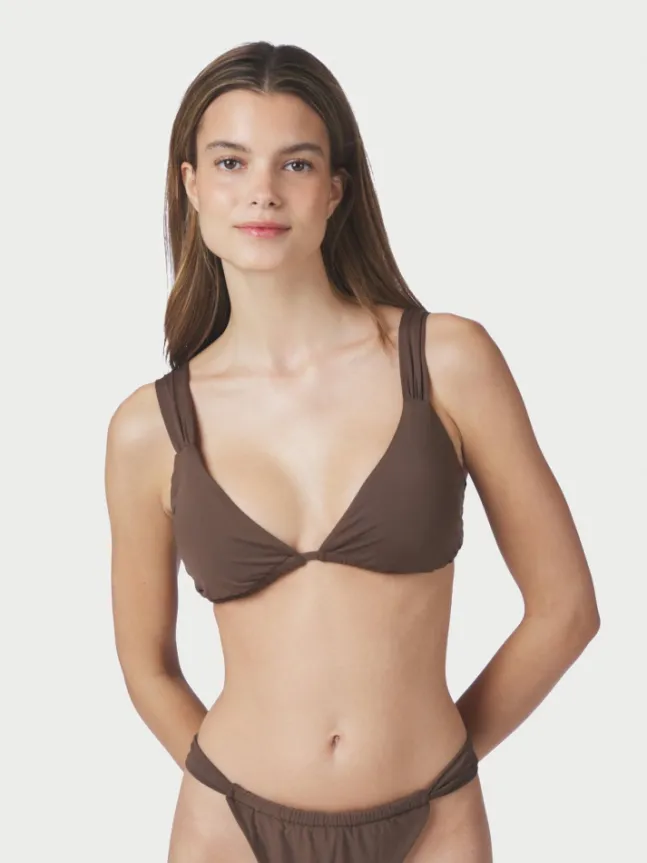 Zadie Solid Bikini Top Dark Brown
