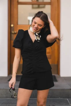 Zaria Poplin Blouse Black