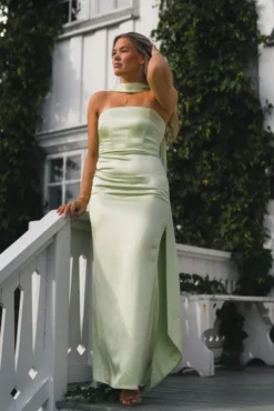 Zelda Scarf Detail Maxi Dress Pistachio
