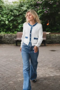 Zelma Knit Denim Cardigan Offwhite